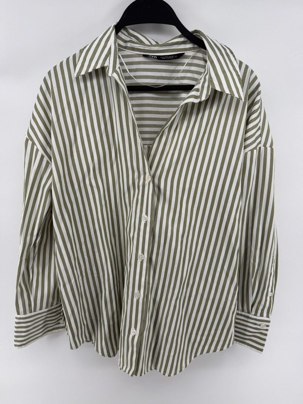 Zara Women's Oversized Striped Long Sleeve Button-Up Shirt Size Small